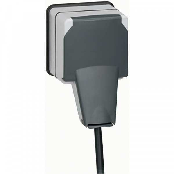 Legrand  Plexo  Серый  Розетка 2К+З с крышкой для вилки 16А 090465 IP66