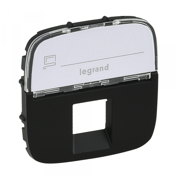 Legrand 755478 Valena ALLURE.Лицевая панель для одиночных розеток телефонных/информационных с держателем маркировки.Антрацит