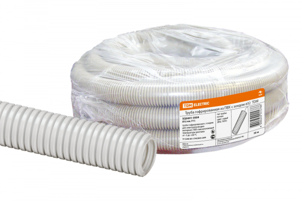 Труба ПВХ гофрированная с протяжкой  32мм  TDM (кратно 50)