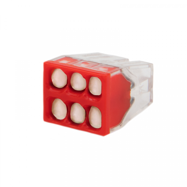 Экспресс-клемма с пастой REXANT СМК 2273-246, 6-проводная 0.5-2.5 мм2, прозрачная, блистер (5 шт./уп.) 07-3210-5