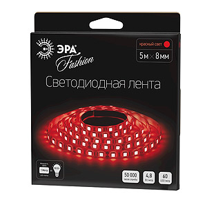 Светодиодная лента ЭРА IP20  12V   4,8Вт/м  красный  LS3528-60LED--R (1уп.-5м)