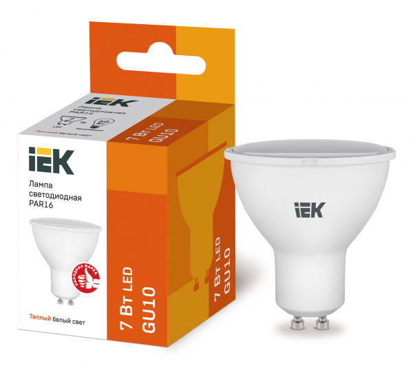 Светодиодная лампа IEK PAR16 7Вт 230В 3000К GU10