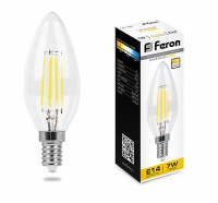 Светодиодная лампа Feron C35 7Вт 230В 2700K E14 филамент. диммир.