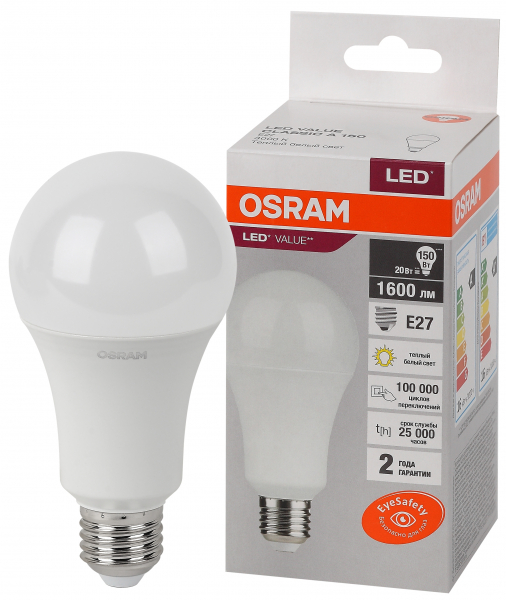 Светодиодная лампа OSRAM A150 20Вт 230В 3000К E27