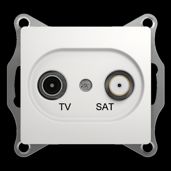 Glossa  Белый Розетка ТВ-SAT проходная 4DB, механизм IP20 скрытая установка GSL000198