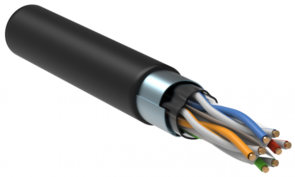 F/UTP кат.6   4x2х23AWG solid LSZH 305м черый   кабель витая пара ITK