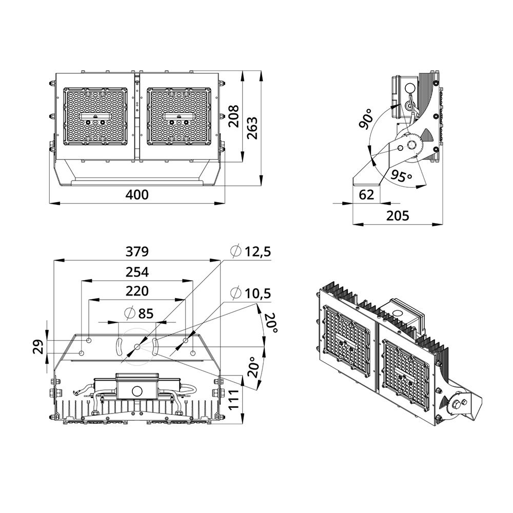 Прожектор 200 S CRI70 3000К 155х70°