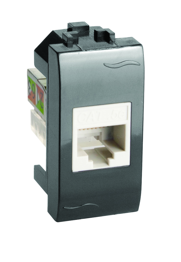 DKC BRAVA Розетка Черный компьютерная RJ45 кат. 5e, 1мод 77654N