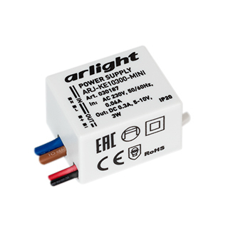 Arlight Блок питания ARJ-KE10300-MINI (3W, 300mA) (ARL, IP20 Пластик, 5 лет)