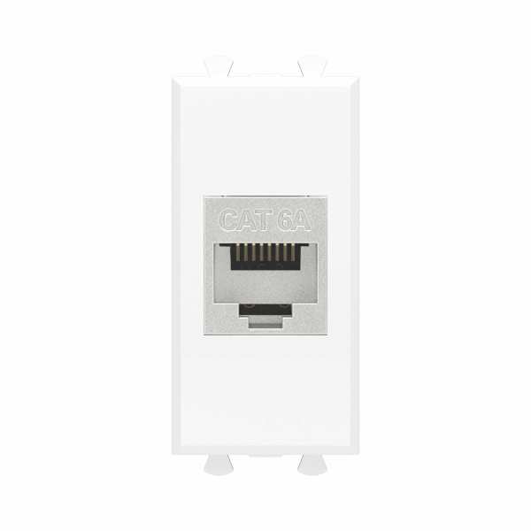 Компьютерная розетка RJ-45 без шторки модульная, кат.6А экранированная, "Avanti", "Белое облако", 1 модуль