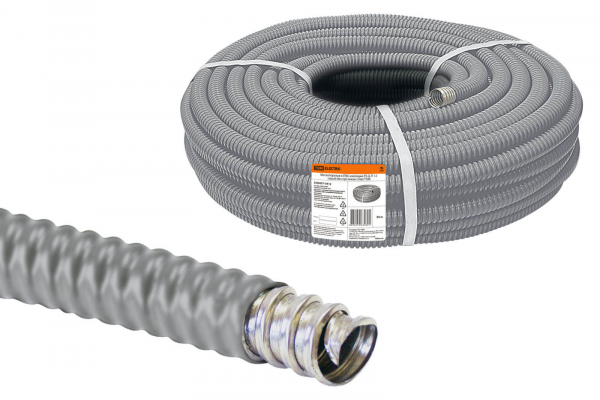 Металлорукав в ПВХ-изоляции РЗ-Ц-П 12 серый без протяжки (50м) TDM (кратно 50)