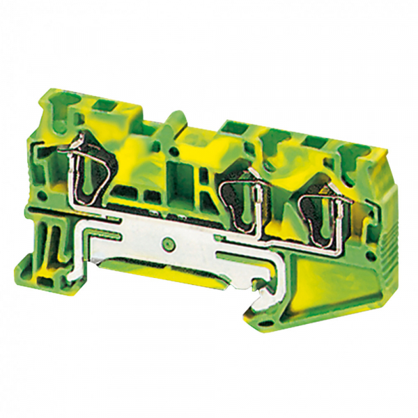 Клеммник пружинный с заземлением 4мм 3 точки Schneider Electric   NSYTRR43PE