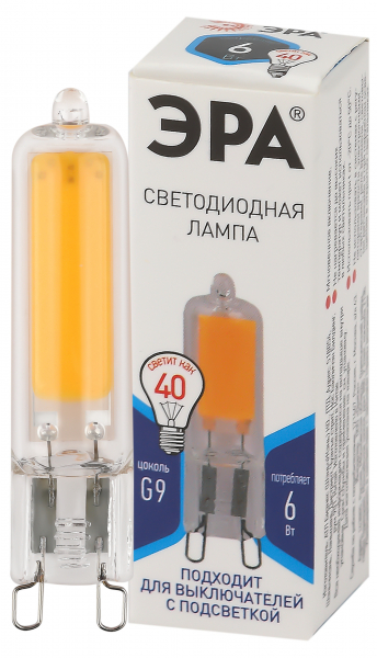 Лампочка светодиодная ЭРА STD LED JCD-6W-GL-840-G9 G9 6Вт капсула нейтральный белый свет