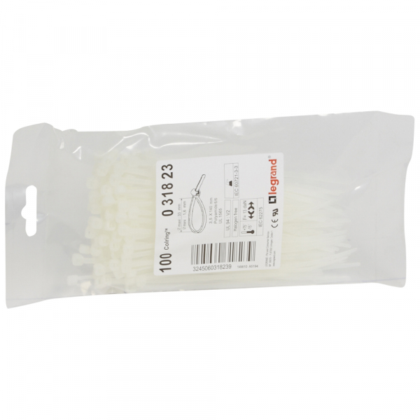 Хомут (стяжка)  пластик  3.5 х 140  бесцвет.  (100шт)  Colring  LGR 031823