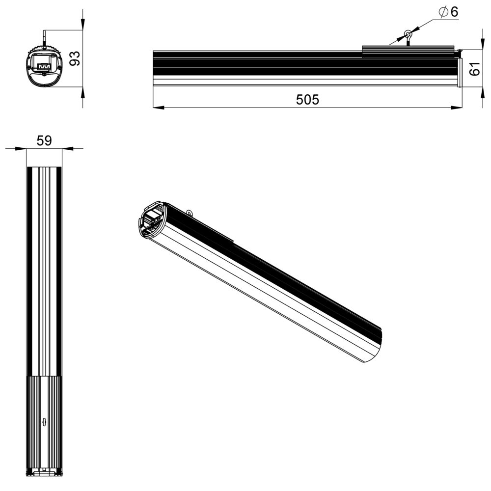Т-Линия Оптима 14 500мм (25Вт/м) Экстра СЛ CRI80 3000К Прозрачный
