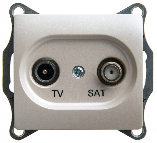Glossa Перламутр Розетка ТВ-SAT 1-местная 1DB, механизм IP20 скрытая установка GSL000697