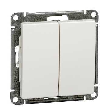 Schneider Electric  Wessen59  Белый  Выключатель 2-клавишный без рамки скрытая установка (250В, 10АХ) VS510-252-1-86