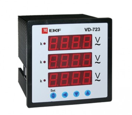 Вольтметр  EKF  VD-723 цифровой на панель (72х72) 3-фазный PROxima