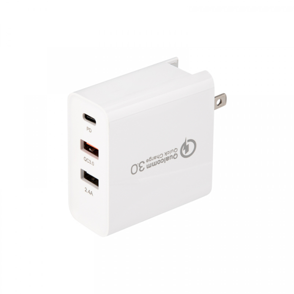 Сетевое зарядное устройство REXANT 2xUSB+USB Type-С, переходник + адаптер, 48W белое 18-2214