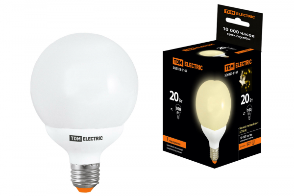 Компактная люминесцентная лампа TDM КЛЛ-G95-20 Вт-2700 К–Е27