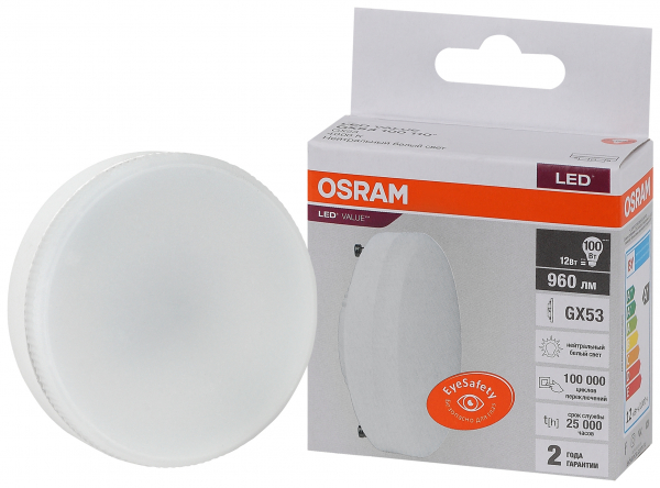 Светодиодная лампа OSRAM GX 12Вт 230В 4000К GX53