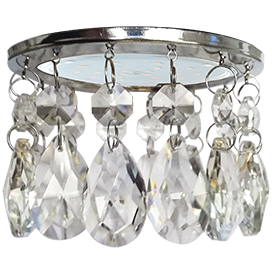 Ecola GX53 H4 5350 Glass Круг с каплевидными хруст. на прямом подвесе Прозрачный / Хром 102x105 /FE53RVECB/