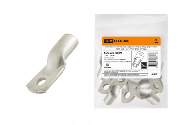 Наконечник ТМЛ 185-16-23 ГОСТ 7386-80 медный луженый TDM SQ0533-0049