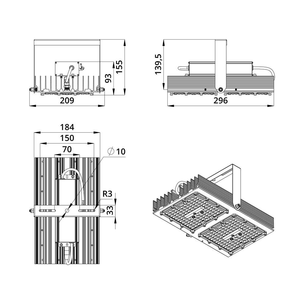 Прожектор 120 S CRI70 4000К 155х70°