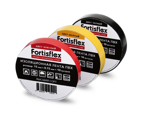 Изолента ПВХ черная 15х0.15мм 10м Fortisflex 15x0.15х15 71228