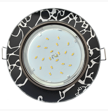 Светильник точечный Ecola GX53 H4 5310 Glass Стекло Круг  черный хром - хром на черном 38x126 (к+) /FB53RNECH/