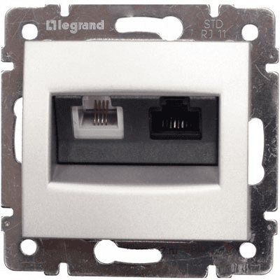 Legrand Valena  Белый Розетка механизм TФ + компьютерная RJ11+RJ45 UTP категория 6е ( кратно 10) 770080 / (кратно 10)