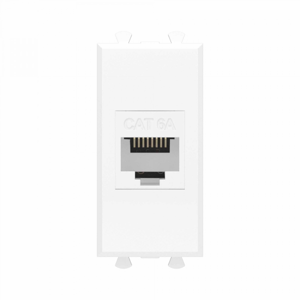 Компьютерная розетка RJ-45 без шторки модульная , кат.6А, "Avanti", "Белое облако", 1 модуль