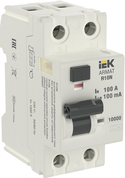 ARMAT ВДТ R10N 2P 100А 100мА тип A IEK