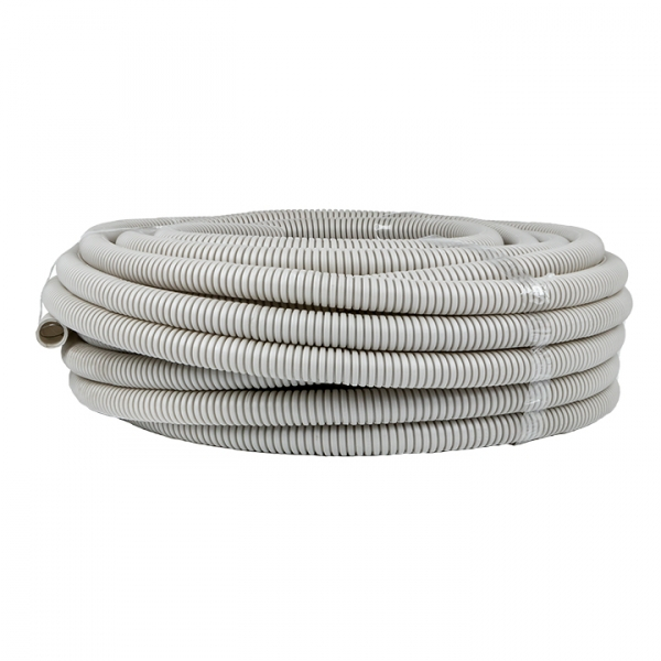 Труба ПВХ гофрированная с протяжкой 25мм серая легкая (25м) EKF Plast (кратно 25)