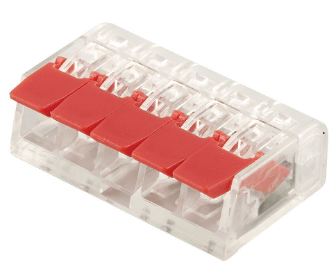 Клемма 5-проводная рычаг 32395 STEKKER LD221-415 прозрачные (кратно 100)