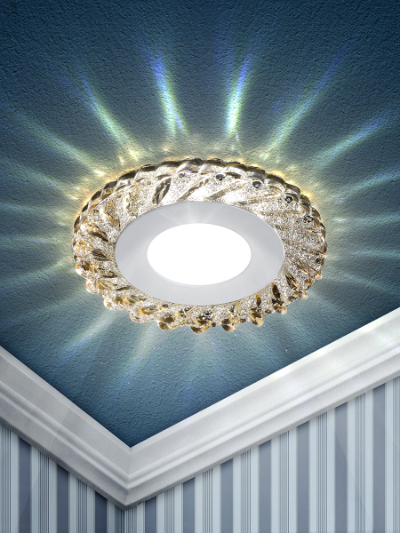 ЭРА DK LED 15 CHP/WH белая подсветка 3+3W шампань/белый (40/960)