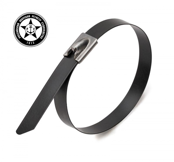 Кабельные стяжки из нержавеющей корабельной стали AISI 316 с полимерным покрытием СКС-П (316) 7.9x350 Fortisflex