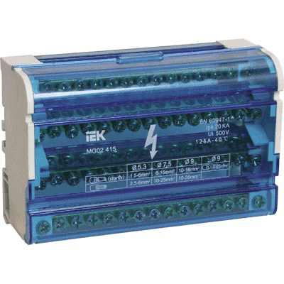 Шины на DIN-рейку в корпусе (кросс-модуль) ШНК 4х15 3L+PEN IEK