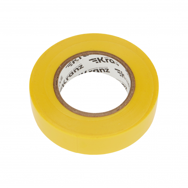 Изолента ПВХ KRANZ 0.13х19 мм, 25 м, желтая (5 шт./уп.) KR-09-2202