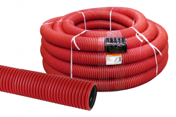 Труба гофрированная двустенная ПНД d 160 с зондом (50 м/уп.) красная TDM (кратно 50)