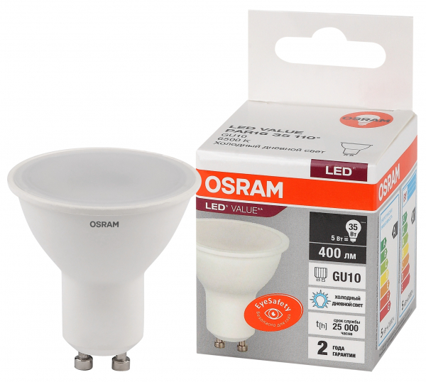 Светодиодная лампа OSRAM PAR16  5Вт 230В 6500К GU10