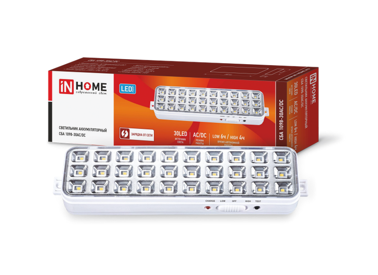 IN HOME СБА 1098-30AC/DC 30 LED 1.2Ah lithium battery IP20 340х55х30