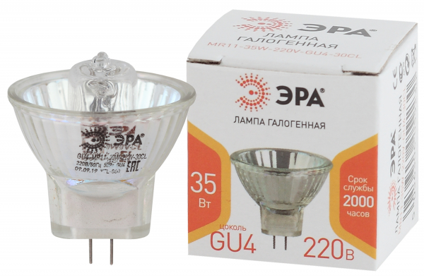 Галогенная лампа ЭРА GU4-MR11-35W-220V-30 CL
