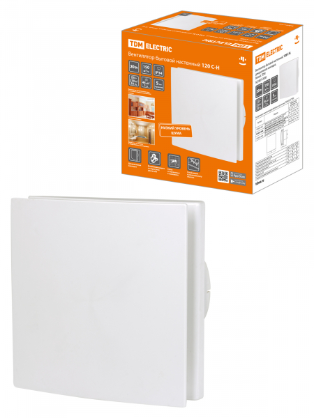 Вентилятор бытовой настенный TDM 120 С-Н, декоративная накладка, белый