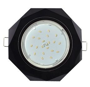 Ecola GX53 H4 5312 Glass Стекло 8-угольник с прямыми гранями черный хром - черный 38x133 (к+)/FP538AECH/