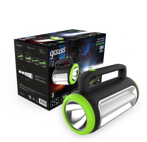 Фонарь прожекторный Gauss модель GFL603 8W 500lm lead acid 1500mAh диммируемый LED 1/10/20
