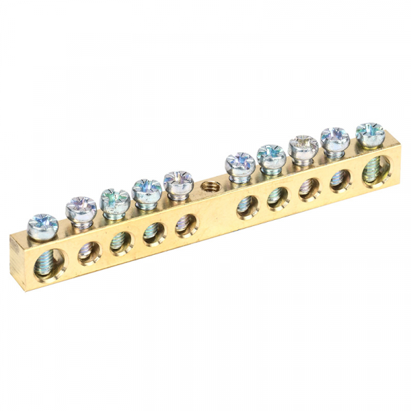 Шина «N» нулевая 6х9 мм 10/1 (10 групп/крепеж по центру) REXANT 11-2359