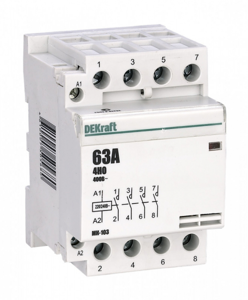 Контактор модульный  32А 4NO 230В AC DEKraft