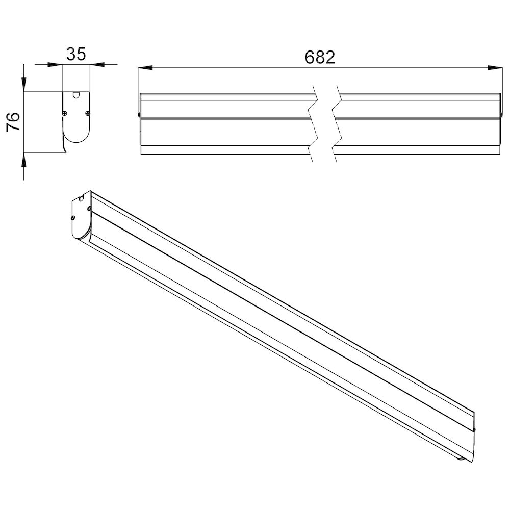 Модерн v2.0 6 675мм (9Вт/м) 24В DC CRI80 5000К Опал (Профиль, козырек)