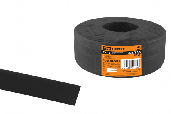 Трубка ТУТнг  25/12,5 черная (50 м/ролл) TDM (кратно 50)